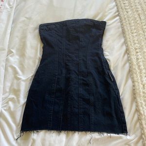 Zara strapless black denim dress